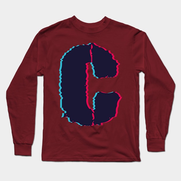 Glitch letter C, distorted letter C Long Sleeve T-Shirt by Letter T-shirt